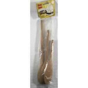Vintage 1972 Fairgrove Beechwood Wooden Mixing Spoons 3 Sizes NOS